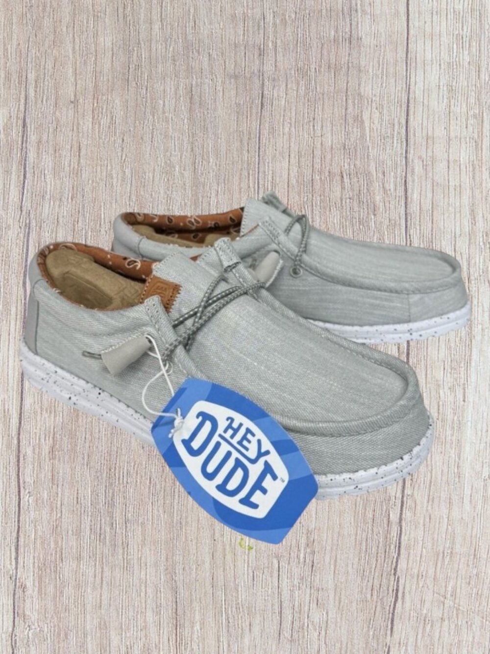 Hey Dude Wally Washed Canvas Light Grey #40700-007 Men's Slip on Shoes M8 EUR 41